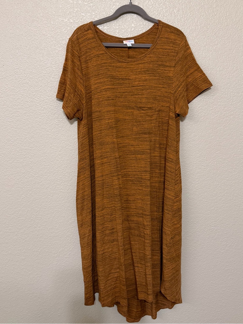 LuLaRoe Short Sleeve Midi Dress in Rust Orange Heather